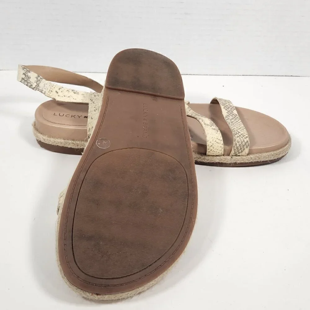 LUCKY BRAND Womens Stucco Ivory Darli Wedge Slip On Leather Slingback Sandal 7M